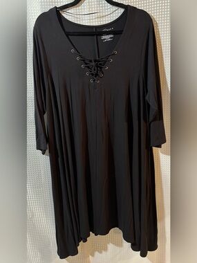 NWOT Boutique + 1X Black Lace Up V-neck Dress